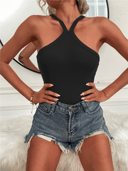 Women's Solid Color Halter Neck Casual Versatile Vest - 808Lush