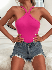 Women's Solid Color Halter Neck Casual Versatile Vest - 808Lush