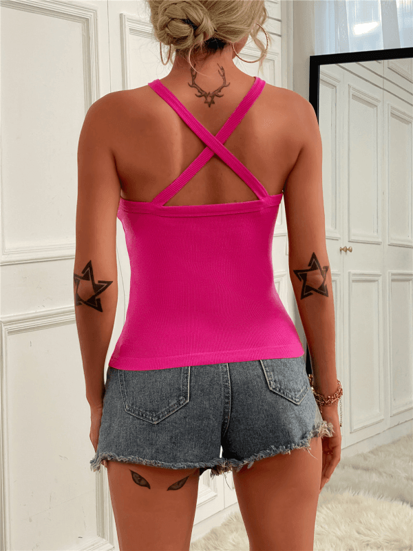 Women's Solid Color Halter Neck Casual Versatile Vest - 808Lush