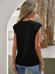 Women's Pleated Round Neck Short Sleeve Fashion Casual T-Shirt - 808Lush