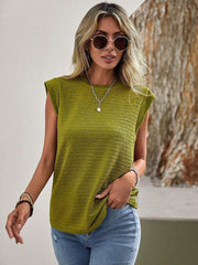 Women's Pleated Round Neck Short Sleeve Fashion Casual T-Shirt - 808Lush