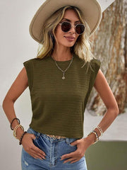 Women's Pleated Round Neck Short Sleeve Fashion Casual T-Shirt - 808Lush