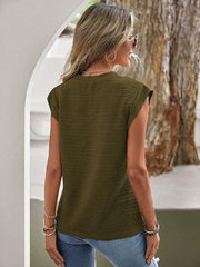 Women's Pleated Round Neck Short Sleeve Fashion Casual T-Shirt - 808Lush