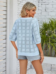 Women's Solid Color Round Neck Hollow Sunscreen Knitted Sweater Sweater - 808Lush