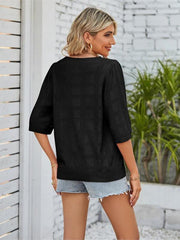 Women's Solid Color Round Neck Hollow Sunscreen Knitted Sweater Sweater - 808Lush