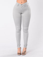 Women's Solid Color Slim High Stretch Denim Pencil Pants - 808Lush