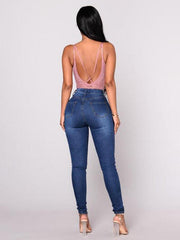 Women's Solid Color Slim High Stretch Denim Pencil Pants - 808Lush