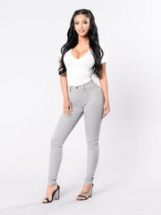 Women's Solid Color Slim High Stretch Denim Pencil Pants - 808Lush