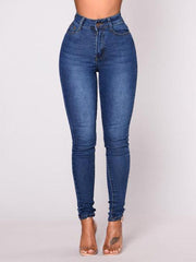Women's Solid Color Slim High Stretch Denim Pencil Pants - 808Lush