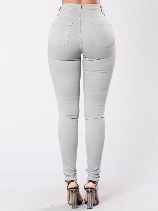 Women's Solid Color Slim High Stretch Denim Pencil Pants - 808Lush