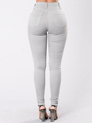 Women's Solid Color Slim High Stretch Denim Pencil Pants - 808Lush