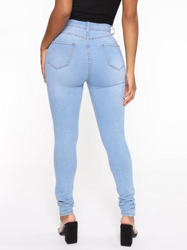 Women's Solid Color Slim High Stretch Denim Pencil Pants - 808Lush