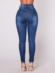 Women's Solid Color Slim High Stretch Denim Pencil Pants - 808Lush