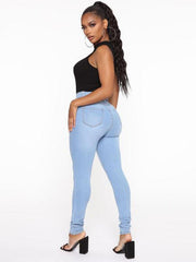 Women's Solid Color Slim High Stretch Denim Pencil Pants - 808Lush