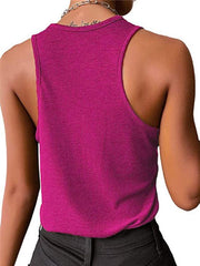 Women's Solid Color Snap Button Casual Sleeveless Tank Top - 808Lush