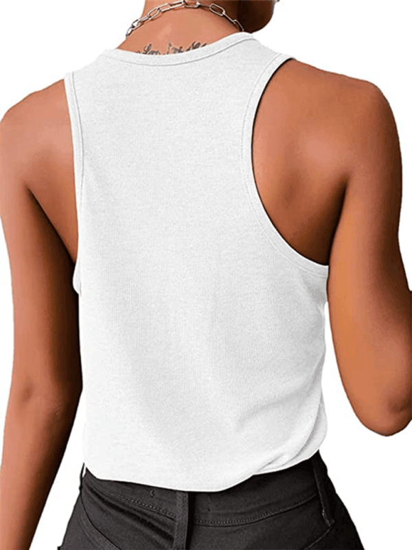 Women's Solid Color Snap Button Casual Sleeveless Tank Top - 808Lush