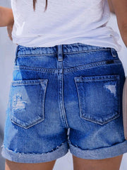 Women's Stretch Ripped Denim Shorts - 808Lush