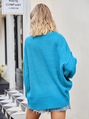 Women's V-neck loose pullover sweater - 808Lush