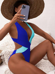 Women's bikini swimsuit cross swimsuit black and white color matching - 808Lush