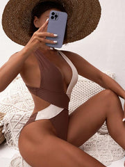 Women's bikini swimsuit cross swimsuit black and white color matching - 808Lush