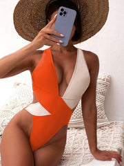 Women's bikini swimsuit cross swimsuit black and white color matching - 808Lush
