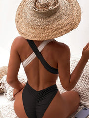 Women's bikini swimsuit cross swimsuit black and white color matching - 808Lush