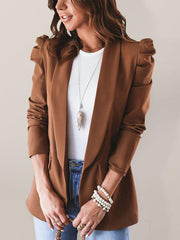 Women's casual commuting long-sleeved shoulder pad puff sleeve slim suit - 808Lush