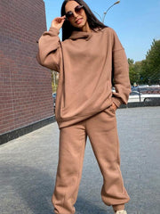 Women's casual hooded sweatshirt two-piece set - 808Lush
