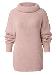 Women's casual loose solid color turtleneck sweater - 808Lush