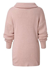 Women's casual loose solid color turtleneck sweater - 808Lush