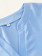 Women's casual solid color V-neck short-sleeved top - 808Lush