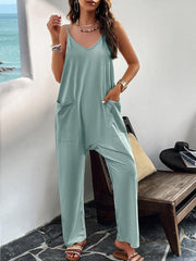 Women's casual solid color slim fit jumpsuit - 808Lush