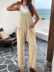 Women's casual solid color slim fit jumpsuit - 808Lush