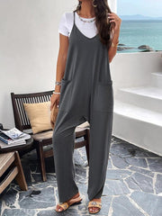 Women's casual solid color slim fit jumpsuit - 808Lush