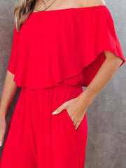 Women's clothing one-shoulder fashion temperament off-the-shoulder jumpsuit casual wide-leg pants - 808Lush