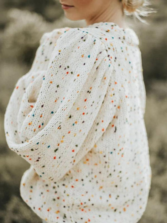 Women's colorful polka dot pullover long sleeve sweater - 808Lush