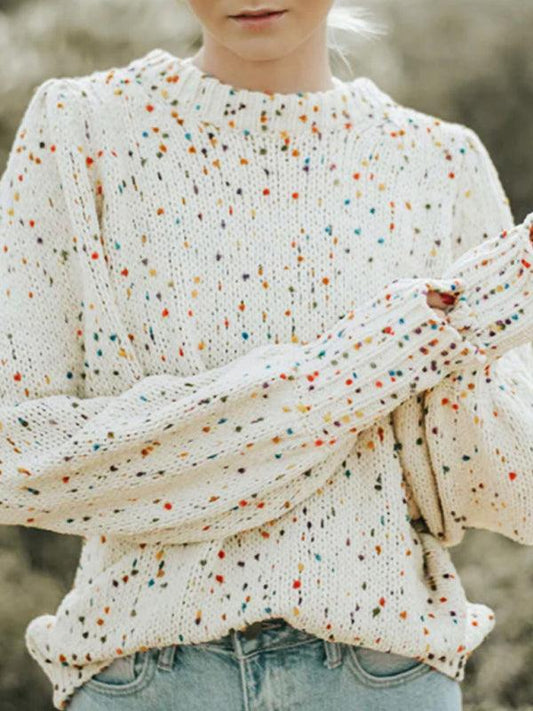 Women's colorful polka dot pullover long sleeve sweater - 808Lush