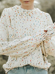 Women's colorful polka dot pullover long sleeve sweater - 808Lush