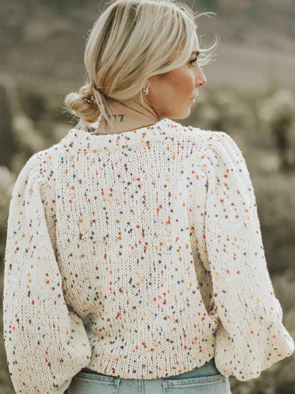 Women's colorful polka dot pullover long sleeve sweater - 808Lush