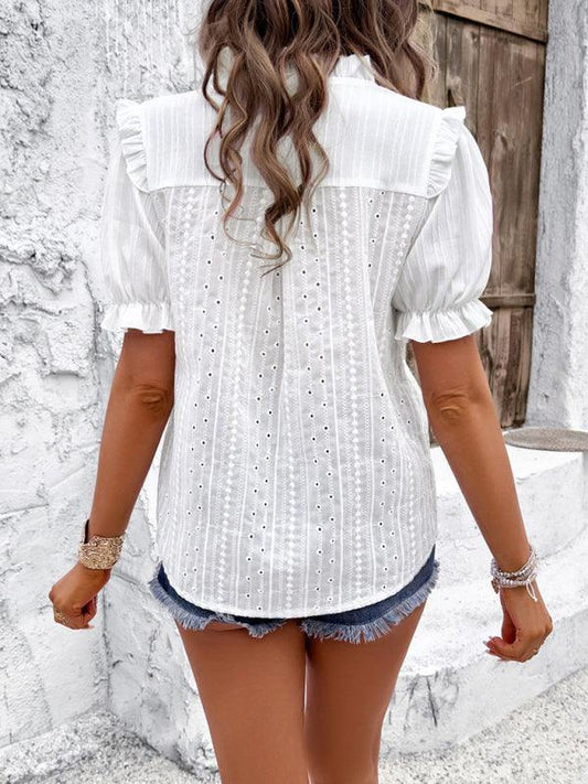 Women's elegant solid color V-neck shirt - 808Lush