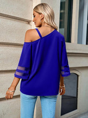 Women's elegant solid color metal buckle one-shoulder blouse - 808Lush