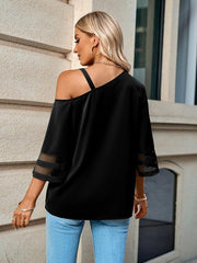 Women's elegant solid color metal buckle one-shoulder blouse - 808Lush