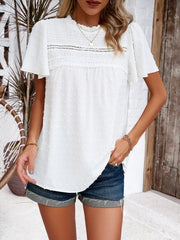 Women's elegant solid color short-sleeved lace blouse - 808Lush