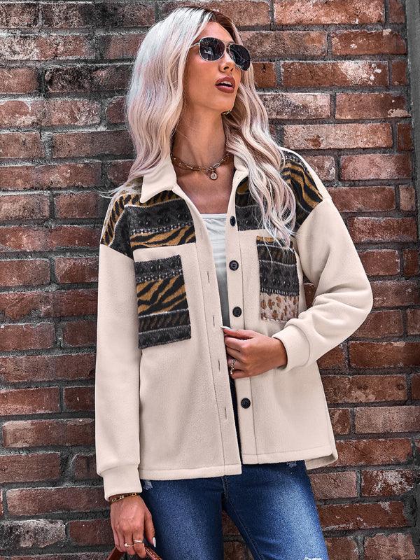 Women's fashion patchwork contrast loose coat - 808Lush