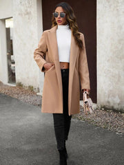 Women's fashion woolen coat solid color temperament commuter cardigan coat - 808Lush