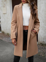 Women's fashion woolen coat solid color temperament commuter cardigan coat - 808Lush
