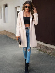 Women's fashion woolen coat solid color temperament commuter cardigan coat - 808Lush
