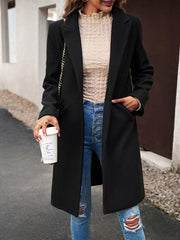 Women's fashion woolen coat solid color temperament commuter cardigan coat - 808Lush