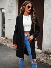 Women's fashion woolen coat solid color temperament commuter cardigan coat - 808Lush