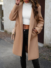 Women's fashion woolen coat solid color temperament commuter cardigan coat - 808Lush